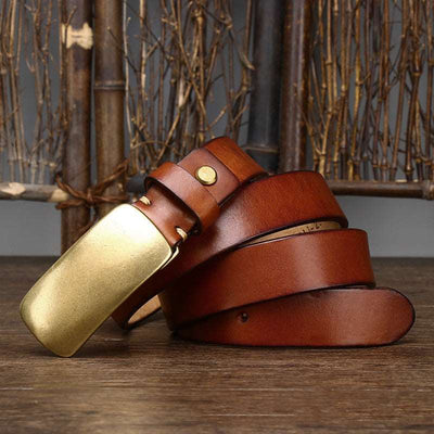 3.3CM Wide And Thick Leather Belt For Men - Yellow - Men's Belts - Carvan Mart