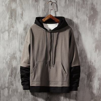 Urban Streetwear Hoodies Two False hoodies - Grey - Men's Hoodies & Sweatshirts - Carvan Mart