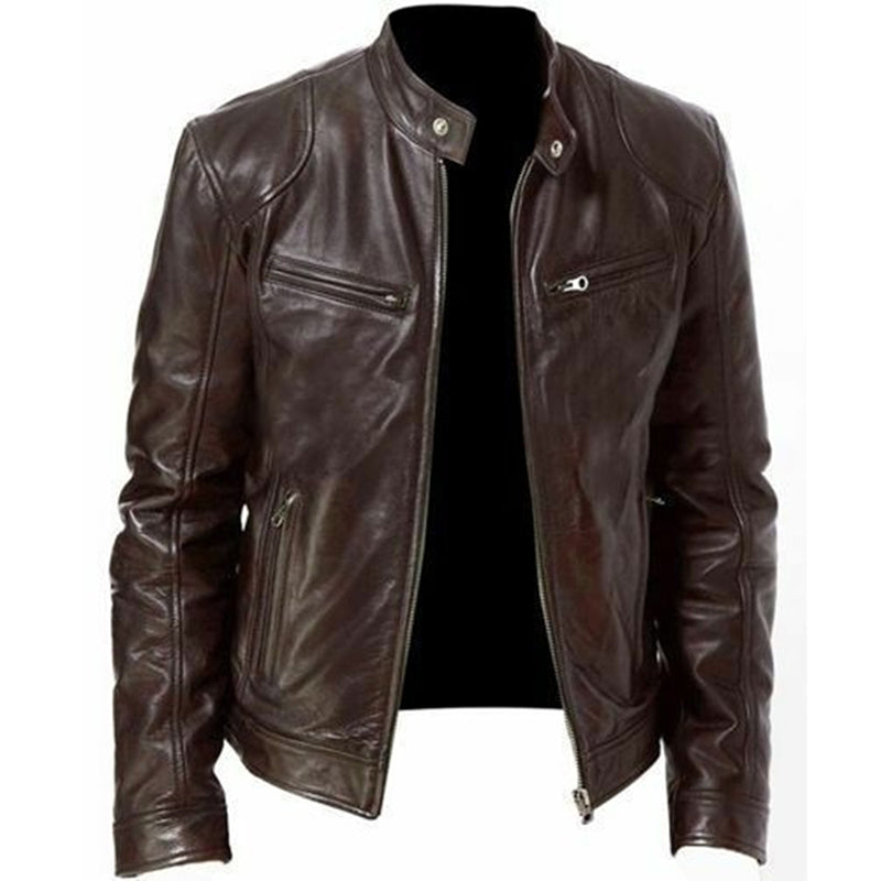 PU Leather Jacket Slim Leather Jacket - Carvan Mart