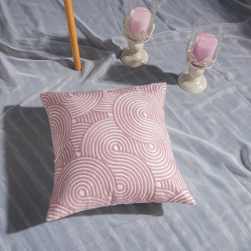 Geometric cotton embroidered pillowcase - Carvan Mart