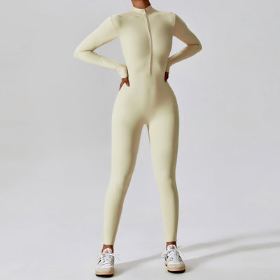 Women's Long-sleeve Zipper Yoga Sports Jumpsuit - Carvan Mart