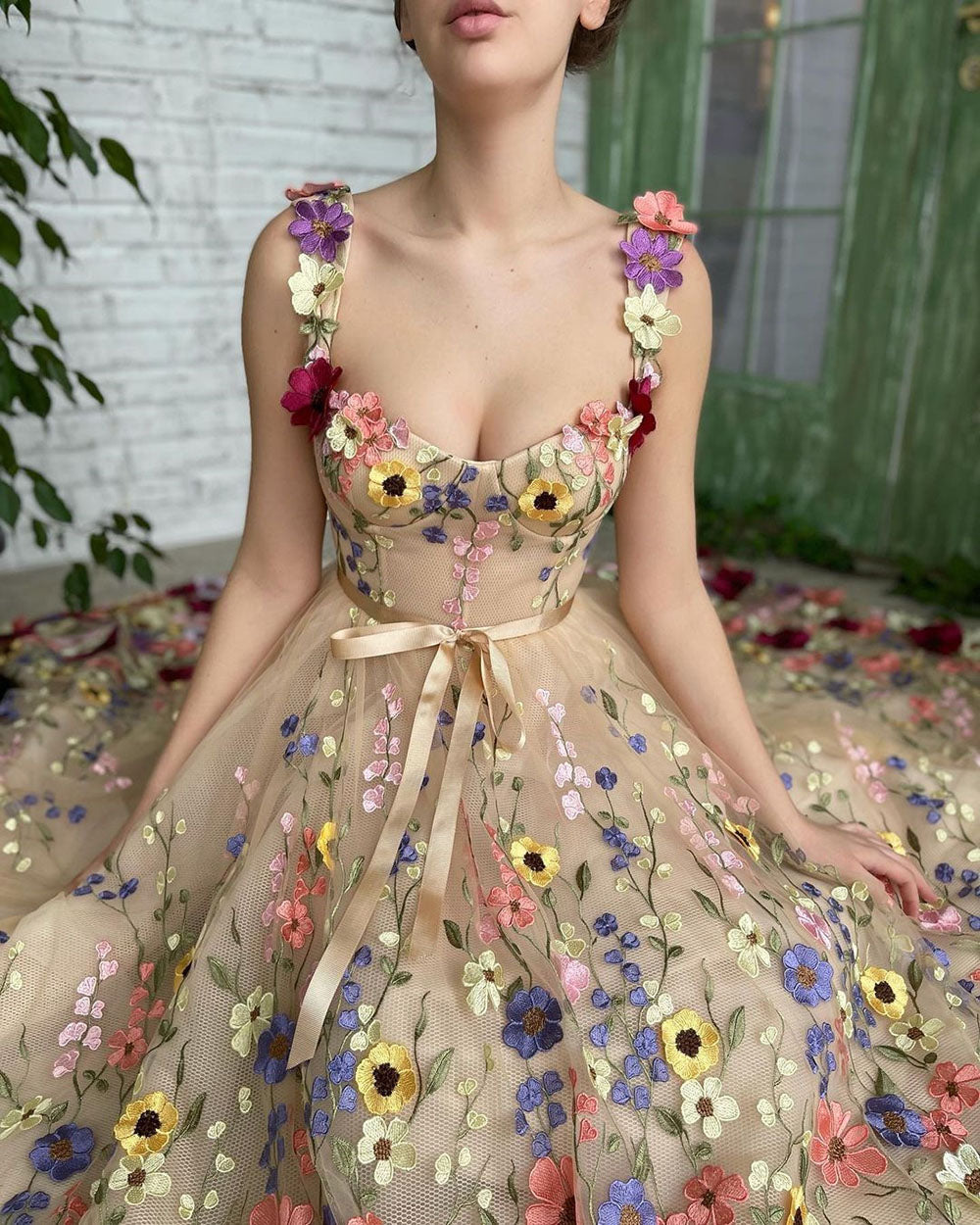 Vintage Exquisite 3D Flowers Prom Dresses Sweetheart - Carvan Mart