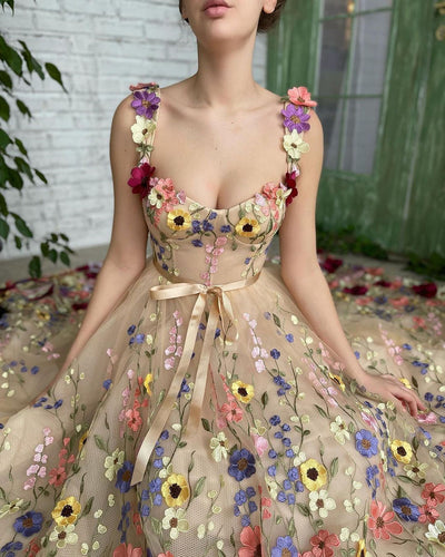 Vintage Exquisite 3D Flowers Prom Dresses Sweetheart - - Prom Dresses - Carvan Mart