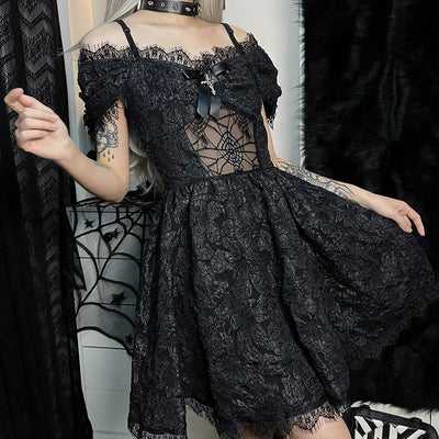 Dark Gothic Milkmaid Dress - - Dresses - Carvan Mart