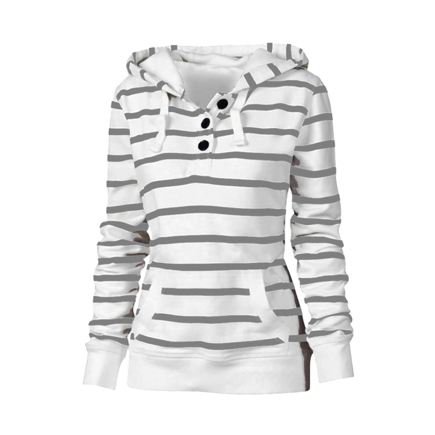 Women's Casual Long Sleeve Hooded Striped Sweater Jacket - Carvan Mart