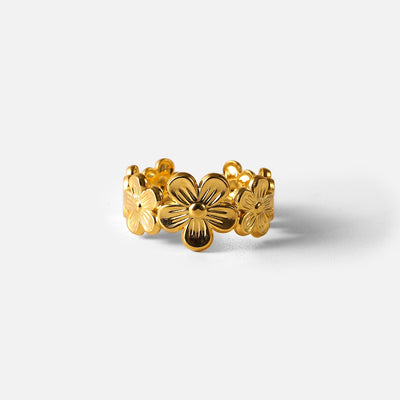 Nature-Inspired Ring Flower Ring Opening - - Women's Rings - Carvan Mart