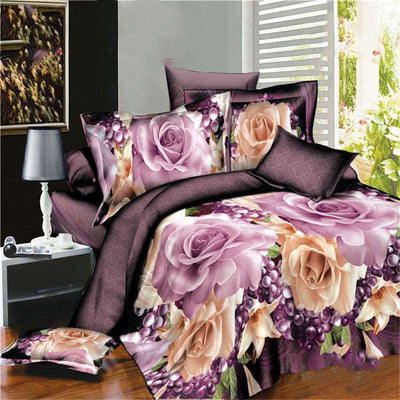 Brushed 3D four-piece set - Light purple 4pc sets - Bedding Sets - Carvan Mart