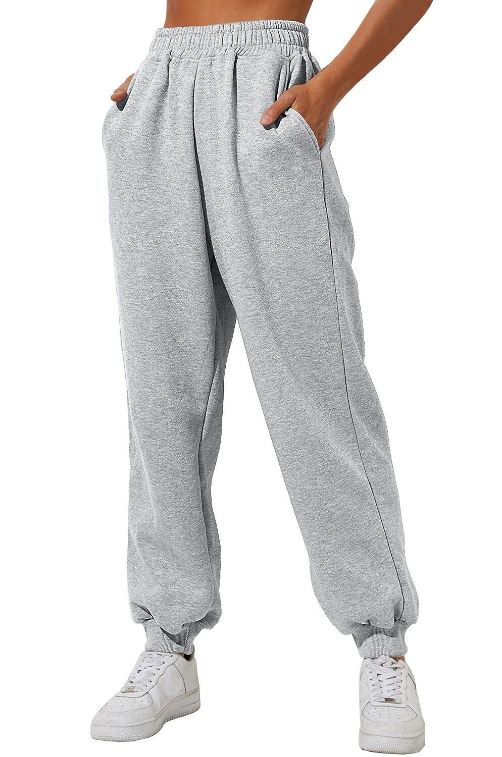 Women's Jogger Sweatpants - High-Waisted Drawstring Lounge Pants with Pockets - Grey - Pants & Capris - Carvan Mart