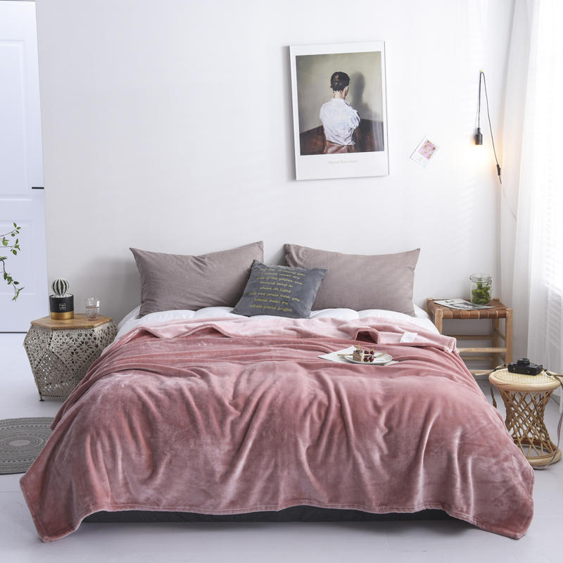 Light Luxury Solid Color Flannel Shan Blanket - Grapefruit Pink - Bedding Sets - Carvan Mart