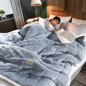 Fleece Blankets And Throws Thick Warm Winter Blankets Home Super Soft Duvet Luxury Solid Blankets On Twin Bedding - Carvan Mart