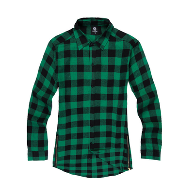 Classic Plaid Flannel Shirts Men's Fashion Hip Hop Shirt Streetwear Shirt - Green - Men's Shirts - Carvan Mart