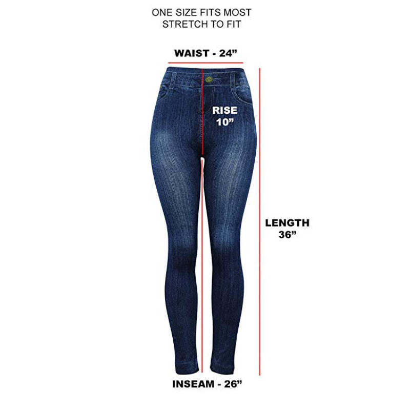 Women Leggings Plus size Faux Denim Jeans Leggings - Carvan Mart Ltd