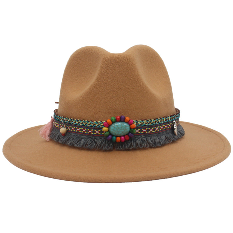 Ethnic Style Western Cowboy Hat Gem Accessories Tibetan Top Hat - Carvan Mart