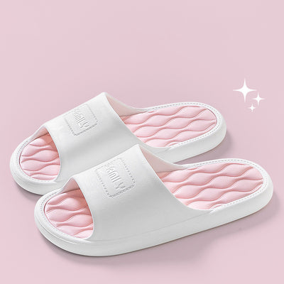 Wave Pattern Slippers Indoor Fashion Shoes Non-slip Slippers For Couples - White Pink - Women's Slippers - Carvan Mart