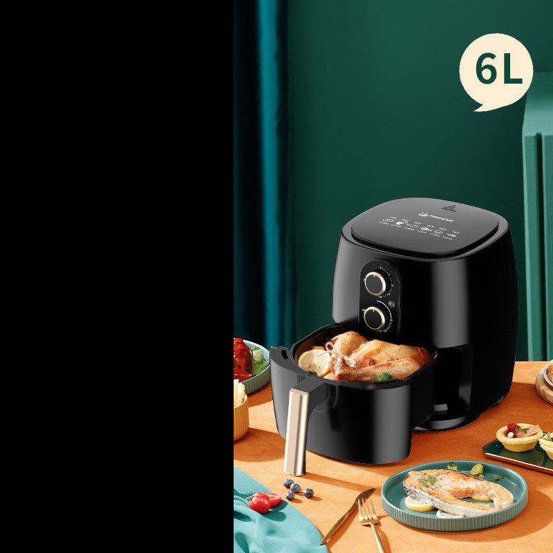 Household Intelligent Multi-function Oil-free Large-capacity Air Fryer - Black 6L - Air Fryers - Carvan Mart