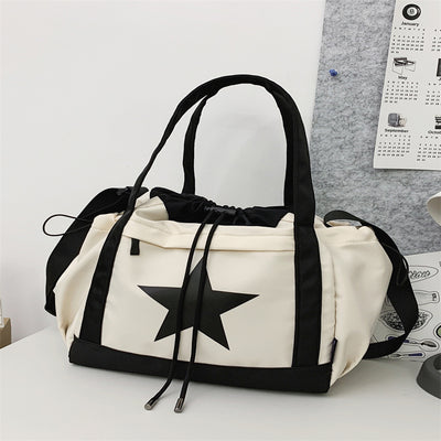 Trendy Women's Canvas Crossbody Handbag - Stylish Five-Pointed Star Design - - Shoulder Bags - Carvan Mart