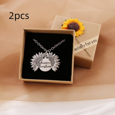 You Are My Sunshine Sunflower Necklace - Carvan Mart