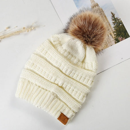 Warm Hat Thickening Not Fleece-lined Knitting Plus Fur Ball - Carvan Mart