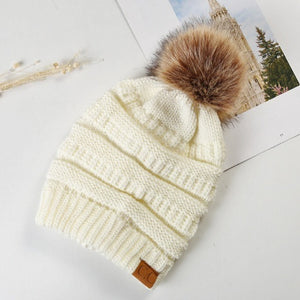 Warm Hat Thickening Not Fleece-lined Knitting Plus Fur Ball - White Average Size - Women's Hats & Caps - Carvan Mart