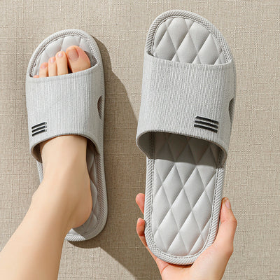 Home Slippers Women Men Summer Anti-Slip Lozenge Texture Shoes - Grey - Women's Slippers - Carvan Mart