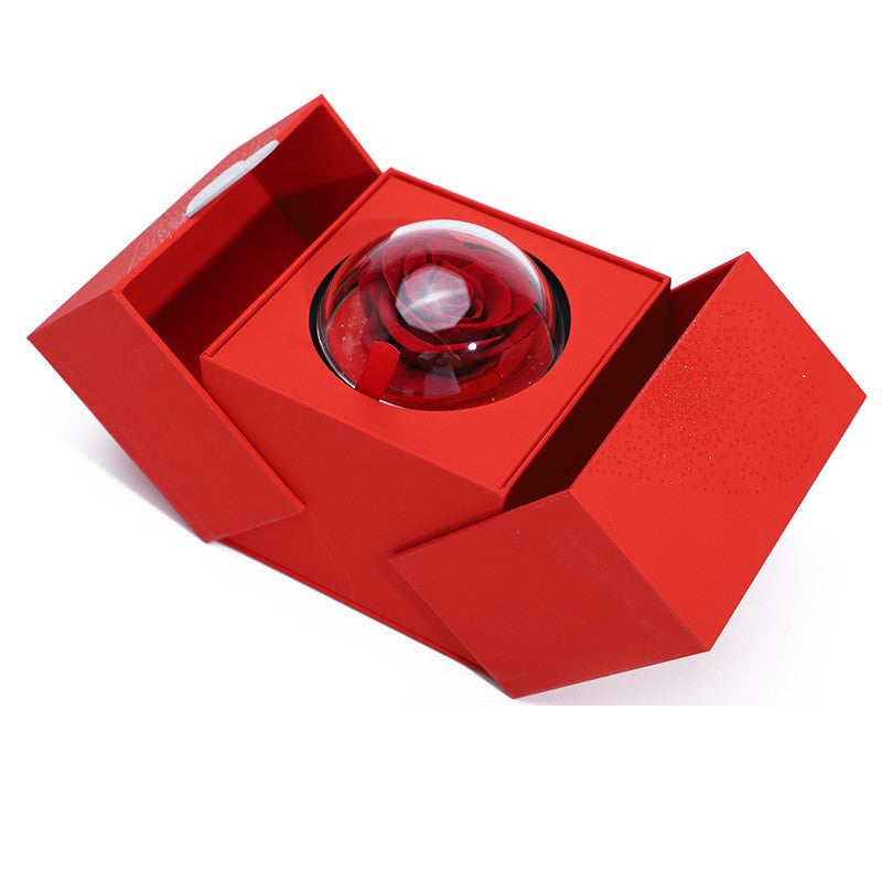 Creative Eternal Rose Box Eternal Soap Flower Jewelry Box Ring Necklace Storage Case Valentines Surprise Gift - Red - Gift - Carvan Mart