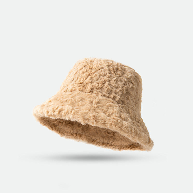 Lambswool Fisherman Hat Winter Warm Fashionable Solid Color Hats For Women - Camel - Women's Hats & Caps - Carvan Mart