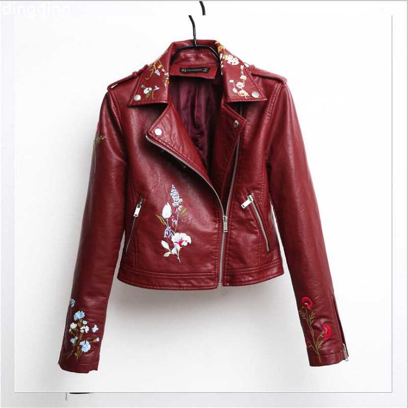 Loose Leather Bomber Jacket - Wine Red - Leather & Suede - Carvan Mart