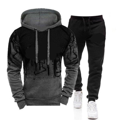 Men's Ink Printing Tracksuit Fashion Trend Long Sleeve Suit