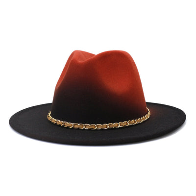 Woolen Flat Brim Broad-brimmed Hat Autumn And Winter British Style Men And Women - Rust Red - Men's Hats & Caps - Carvan Mart