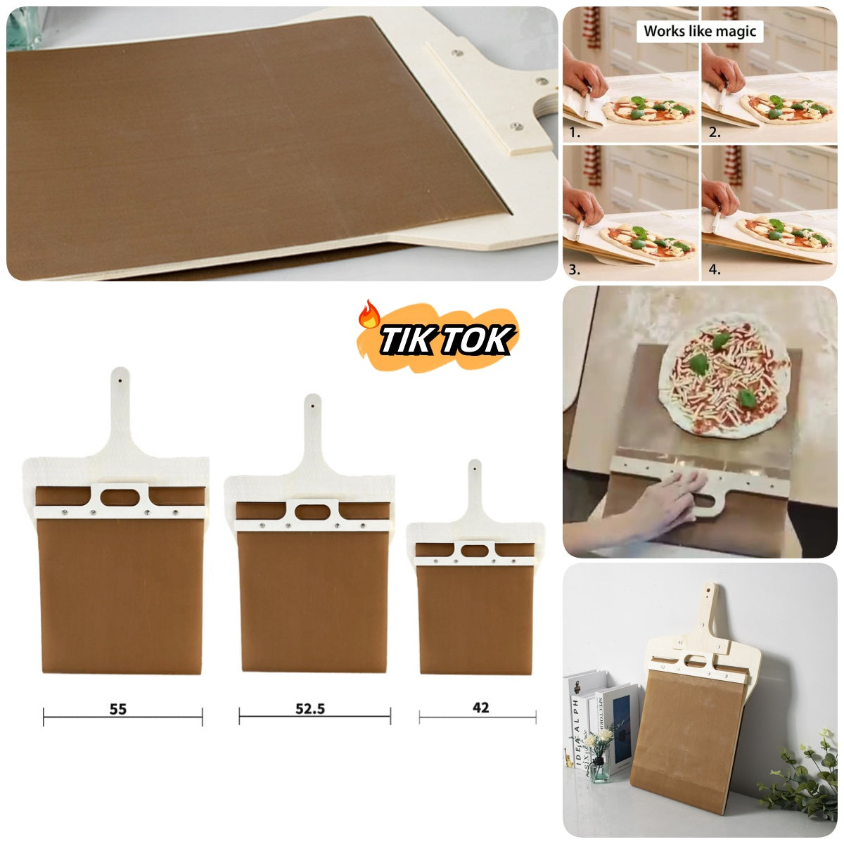 Sliding Pizza Peel Shovel Pala Pizza Wooden Handle Transfer Pizza Shovel - Carvan Mart