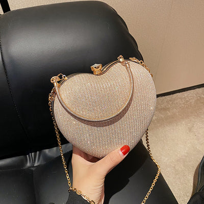 New Fashion Chain Crossbody Explosion Handheld Peach Heart Bag - Gold - Gift - Carvan Mart