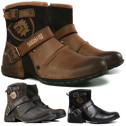 Men's Buckle Ankle Boots Cowboy Hiking Boots Casual Shoes - Carvan Mart Ltd