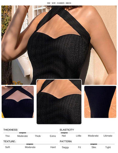 Elegant Black Halter Cocktail Dress - Tube Top Pencil Skirt for Evening Parties and Catwalks - - Cocktail Dresses - Carvan Mart