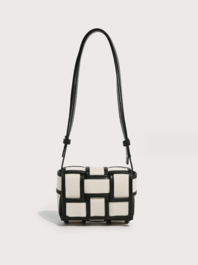 Urban Black And White Contrasting Canvas Trendy Shoulder Bag - Carvan Mart