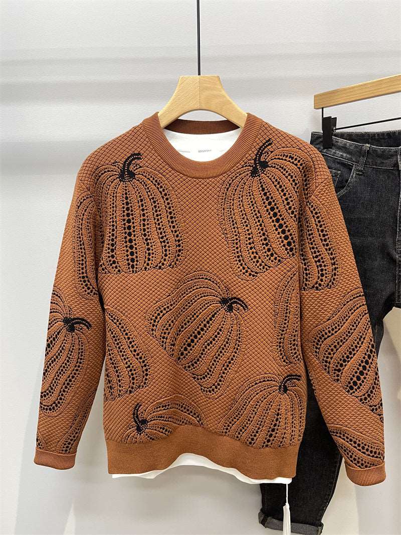 Color Matching Jacquard Crew-neck Sweater Man - - Men's Sweaters - Carvan Mart