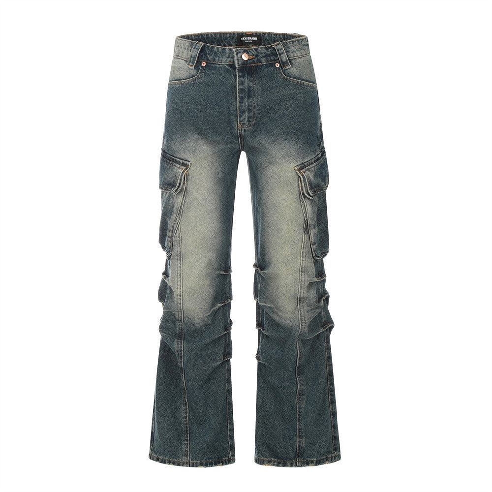 Personality Denim Boot-cut Pants Men's Design Sense - Carvan Mart