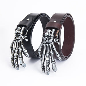 Men's Leather Belt Skull Big Head Claw Outdoor Rider - - Men's Belts - Carvan Mart