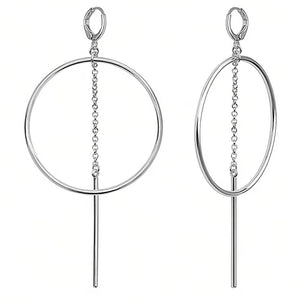 Round Geometric Earrings Stainless Steel Earrings Long Bar Earrings - Carvan Mart