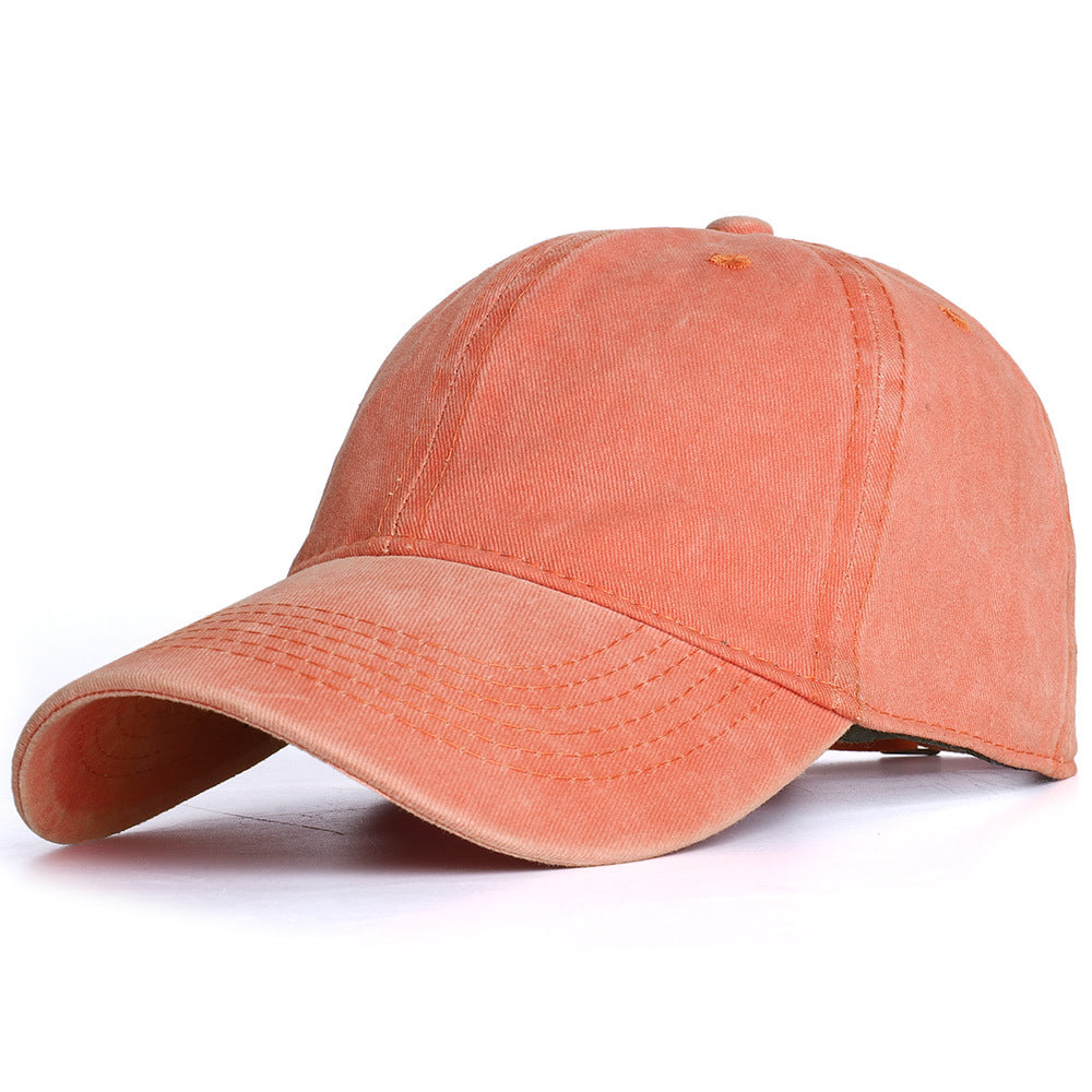 Washed Baseball Caps For Men And Women Outdoor Distressed Sun Hats Simple Caps - Orange - Men's Hats & Caps - Carvan Mart