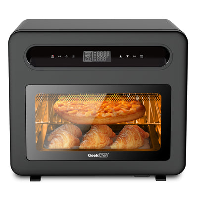 Geek Chef Steam Air Fryer Toast Oven Combo , 26 QT Steam Convection Oven Countertop , 50 Cooking Presets, With 6 Slice Toast, 12 In Pizza, Black Stainless Steel. Prohibited From Listing On Amazon - - Air Fryers - Carvan Mart