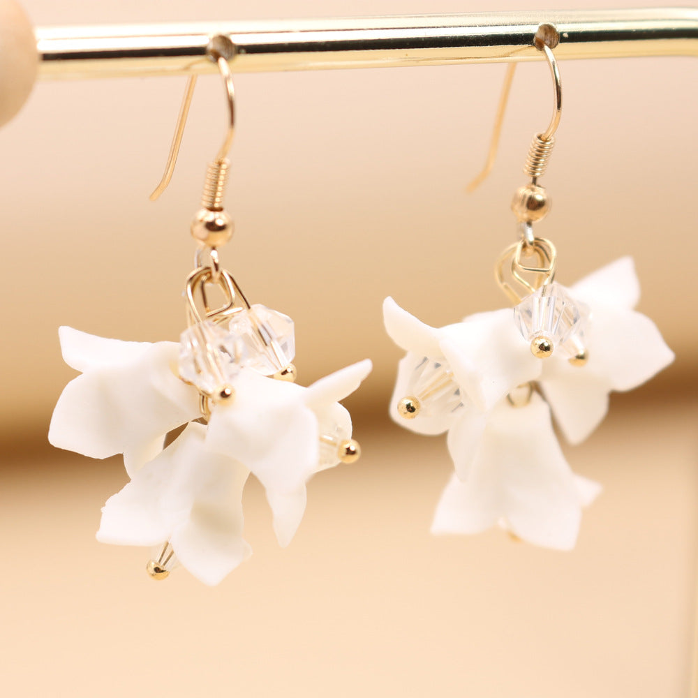 Handmade White Ceramic Flower Elegant Simple Earrings - - Earrings - Carvan Mart