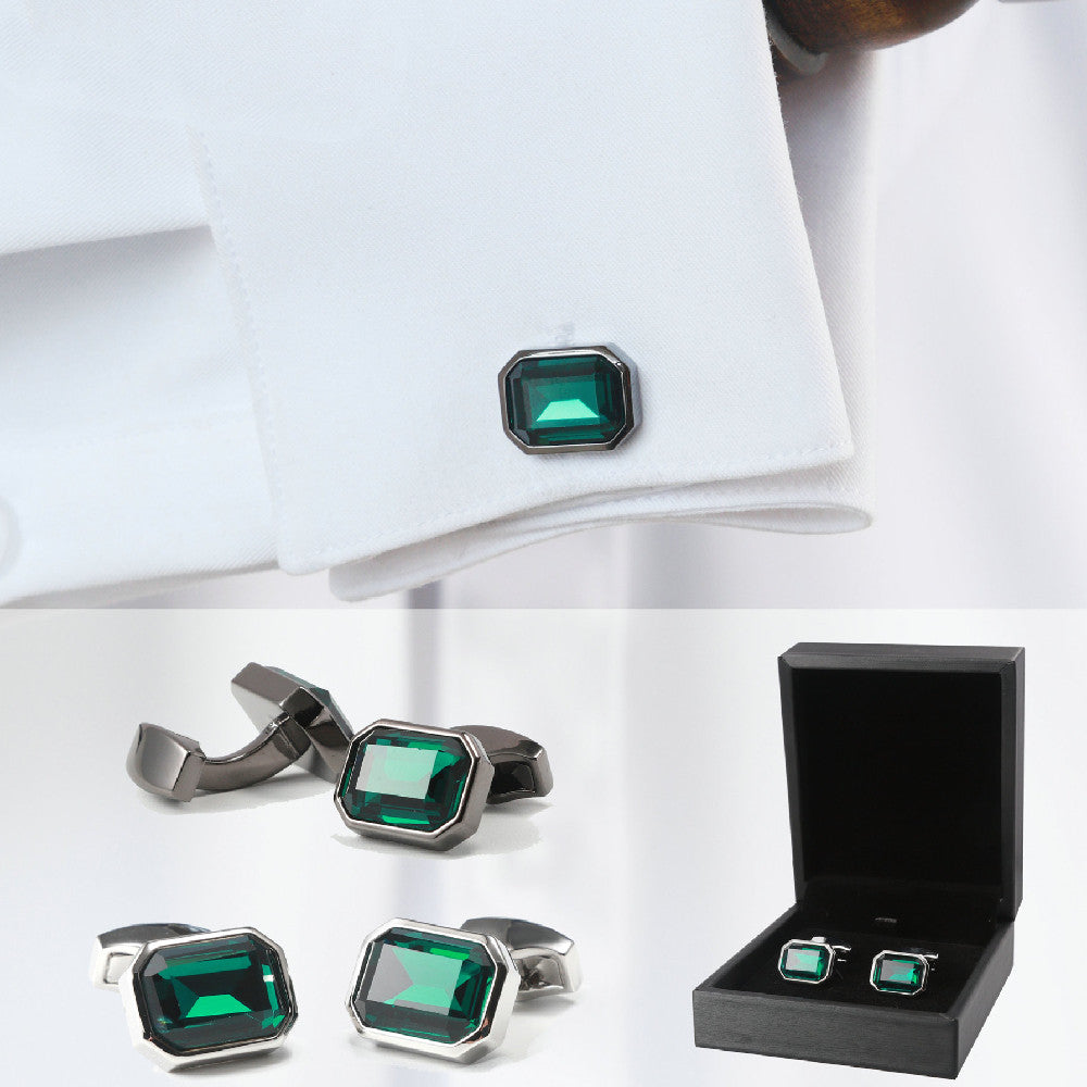 Men's Button Glass Plating Cufflinks - - Men's Jewelry - Carvan Mart