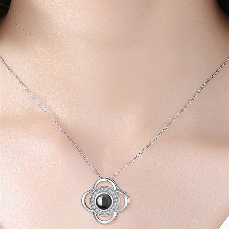 Valentine's Day Gifts Metal Rose Jewelry Gift Box Necklace Wedding Girlfriend Necklace Gifts - Silver C - Gift - Carvan Mart