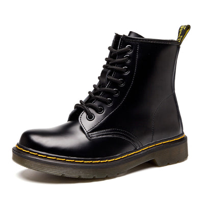 SMOOTH LEATHER LACE UP Martens Boots - Black - Women's Shoes - Carvan Mart