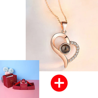 Valentine's Day Gifts Metal Rose Jewelry Gift Box Necklace Wedding Girlfriend Necklace Gifts - Necklace set B - Gift - Carvan Mart