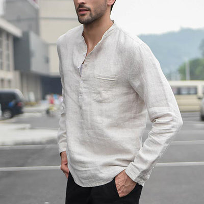 Men's Vintage Shirt Button Trendy Linen Button-ups - Carvan Mart