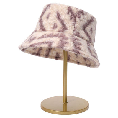 Cashmere Loop Tie Dyed Plaid Face Small Warm Woolen Basin Hat - Purple M - Women's Hats & Caps - Carvan Mart