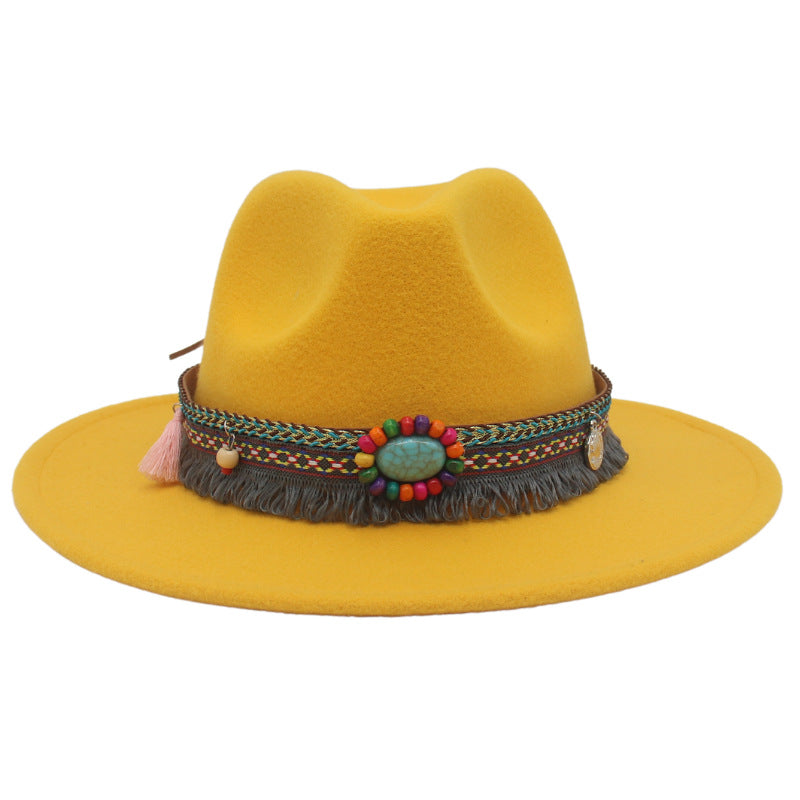 Ethnic Style Western Cowboy Hat Gem Accessories Tibetan Top Hat - Carvan Mart