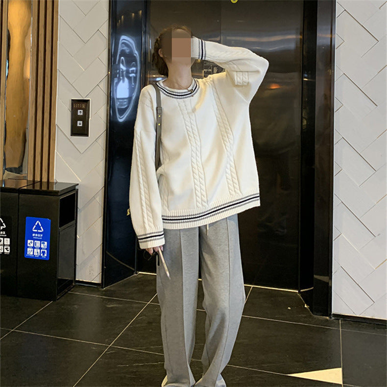 Female Elegant Jumper Round Neck Loose Sweater