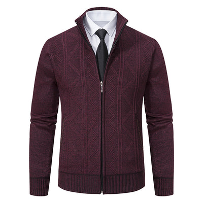 Winter Men Woolen Sweater Men's Cardigan Coat Stand Collar - Carvan Mart